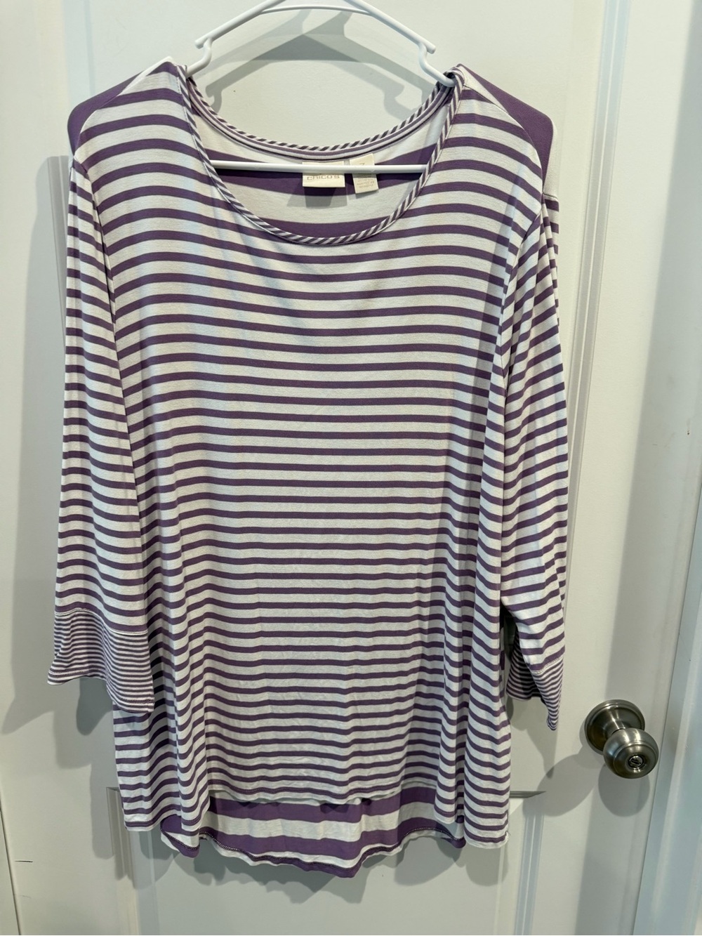 Chico’s Striped Purple & White Women’s Top Size 3